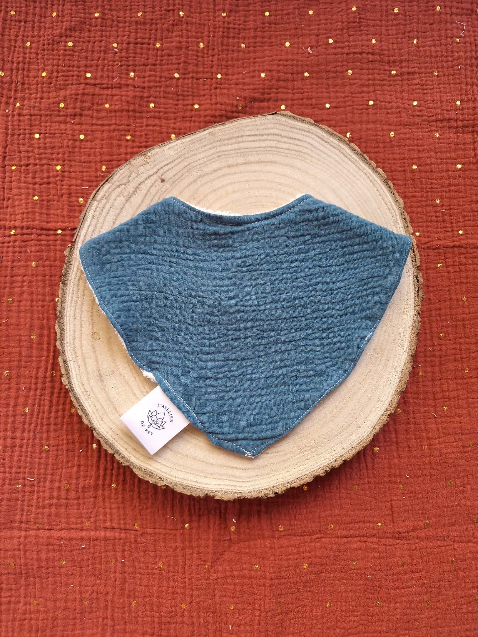 Bavoir bandana - Bleu Pétrole