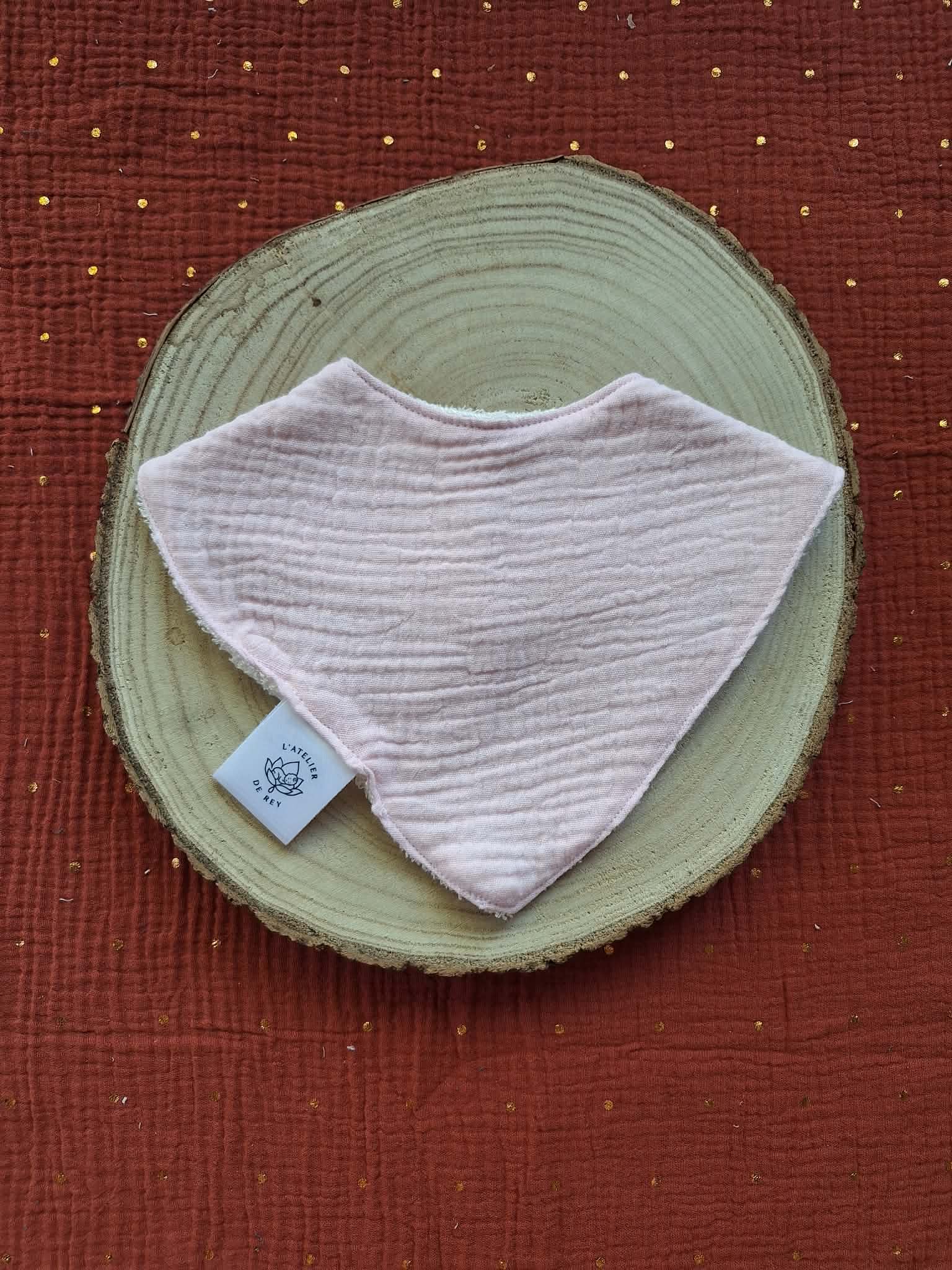 Bavoir bandana - Rose tendre